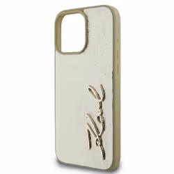 Coque Téléphone - Karl Lagerfeld - iPhone 16 Pro 6.3 - Métal doré - Signature - Protection durable