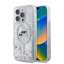 Coque téléphone - Karl Lagerfeld - iPhone 16 Pro - Transparent - Paillettes liquides - MagSafe