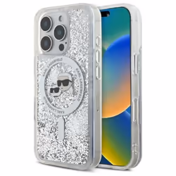 Coque téléphone - Karl Lagerfeld - iPhone 16 Pro Max - Transparent - Paillettes liquides - MagSafe