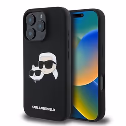 Coque - Karl Lagerfeld - iPhone 16 Pro - Silicone Liquide - Double Têtes - Compatible MagSafe