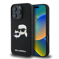 Coque - Karl Lagerfeld - iPhone 16 Pro - Silicone Liquide - Double Têtes - Compatible MagSafe