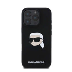 Coque pour iPhone 16 Pro Max - Karl Lagerfeld - Karl Head - Silicone Liquide - Compatible MagSafe - Noir