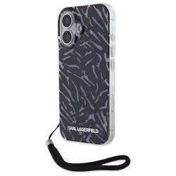 Coque Téléphone - Karl Lagerfeld - iPhone 16 Plus - Motif Zèbre - Cordon en Nylon - TPU/PC