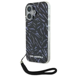 Coque Téléphone - Karl Lagerfeld - iPhone 16 Plus - Motif Zèbre - Cordon en Nylon - TPU/PC