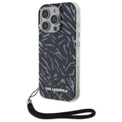 Coque Téléphone - Karl Lagerfeld - iPhone 16 Pro Max - Motif Zèbre - Cordon en Nylon - TPU/PC