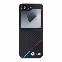 Coque - BMW - Galaxy Z Flip 6 - Tricolor Stripe - Motif Carbone - Protection Chocs et Rayures