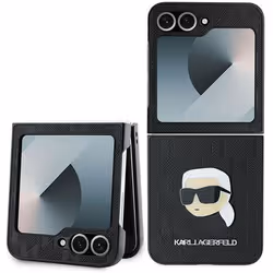 Coque de protection - Karl Lagerfeld - Samsung Galaxy Z Flip 6 - Noir - Saffiano - Monogramme