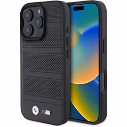 Coque de téléphone - CG Mobile - BMW HC M - iPhone 16 Pro - Cuir PU - Compatible MagSafe - Noir