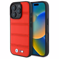 Coque Téléphone - BMW - M Ligne - Perforée - Éco-cuir - Compatible iPhone 16 Pro Max