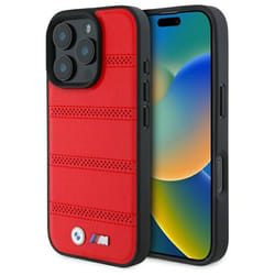 Coque Téléphone - BMW - M Ligne - Perforée - Éco-cuir - Compatible iPhone 16 Pro Max