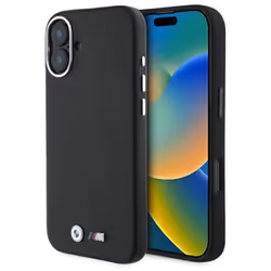 Coque téléphone - BMW - iPhone 16 Plus - Cuir lisse - Noir - MagSafe