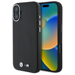 Coque téléphone - BMW - iPhone 16 Plus - Cuir lisse - Noir - MagSafe