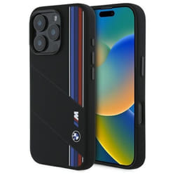 Coque Téléphone - BMW - iPhone 16 Pro - Silicone - Anti-choc - Tricolor Lines