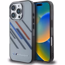 Coque rigide - BMW - iPhone 16 Pro Max - Gris - Rayures aléatoires - Design flexible