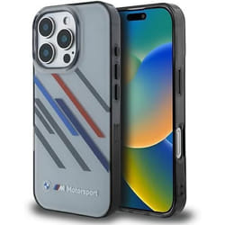 Coque rigide - BMW - iPhone 16 Pro Max - Gris - Rayures aléatoires - Design flexible