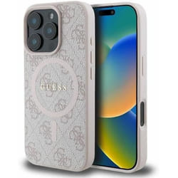 Hardcase - Guess - 4G Ring Classic Logo - MagSafe - Écologique - Rose - iPhone 16 Pro Max