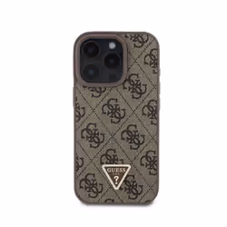 Coque pour Apple iPhone 16 Pro Max Édition 4G Strass Triangle Métallisé Guess Marron