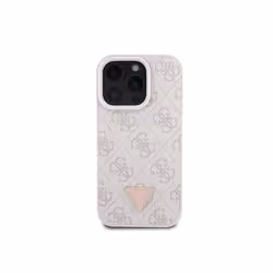 Coque pour Apple iPhone 16 Pro Édition 4G Strass Triangle Métallisé Guess Rose champagne