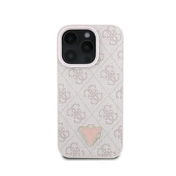 Coque pour Apple iPhone 16 Pro Max Édition 4G Strass Triangle Métallisé Guess Rose champagne