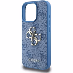 Coque Souple - GUESS - iPhone 16 Pro Max - Cuir Éco - Logo 4G - Bleu