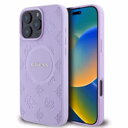Coque pour iPhone 16 Pro - Guess Saffiano Peony Classic Classic Logo MagSafe (GUHMP16LPSAPSMEU) - Violet