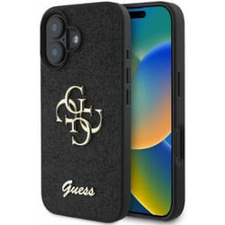 Coque - Guess - iPhone 16 - Glitter - Logo Métallique - Protection Chocs et Rayures