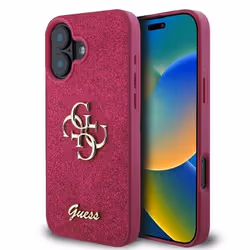 Coque pour iPhone 16 - Guess Glitter Fixed Big 4G (GUHCP16SHG4SGU) - Purple
