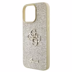 Coque iPhone 16 Pro - Guess - Modèle 4G Logo - Eco-cuir - Souple - Couleur Or