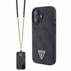 Coque - GUESS - iPhone 16 6.1 - Cuir écologique - Cristaux - Noir