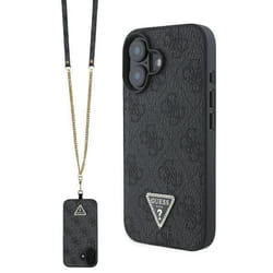 Coque - GUESS - iPhone 16 6.1 - Cuir écologique - Cristaux - Noir
