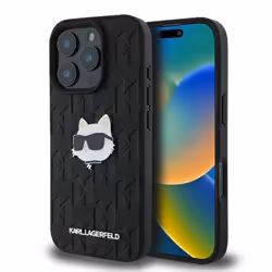 Coque téléphone - Karl Lagerfeld - iPhone 16 Pro Max - Cuir Saffiano - Monogram Choupette - Protection fiable