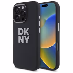 Coque pour iPhone 16 Pro Max - DKNY Hardcase Liquid Silicone Silicone Metal Logo (DKHCP16XSMCBSK) - Noir