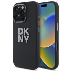 Coque pour iPhone 16 Pro Max - DKNY Hardcase Liquid Silicone Silicone Metal Logo (DKHCP16XSMCBSK) - Noir
