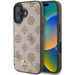 Coque rigide - Guess - GUHMP16SPGPYSW - iPhone 16 - Marron - Protection contre chocs et rayures