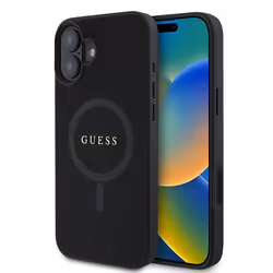 Coque pour iPhone 16 Plus - Guess Saffiano Classic Logo MagSafe (GUHMP16MPSAHMCK) - Noir