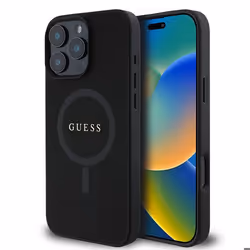 Coque pour iPhone 16 Pro Max - Guess Saffiano Classic Logo MagSafe (GUHMP16XPSAHMCK) - Noir