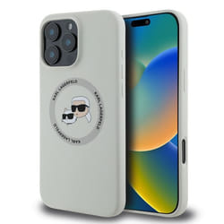 Coque Téléphone - Karl Lagerfeld - iPhone 16 Pro Max - Silicone Liquide - MagSafe - Beige