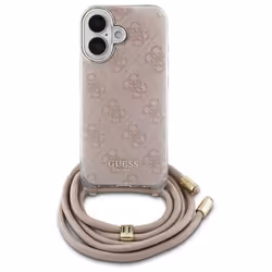 Guess 4G Crossbody Cord Print Case for iPhone 16 6.1 Pink - GUHCP16SHC4SEP