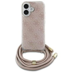 Guess 4G Crossbody Cord Print Case for iPhone 16 6.1 Pink - GUHCP16SHC4SEP