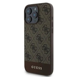 Coque telephone - bumper telephone Guess Coque pour IPHONE 16 Pro Max GUHCP16XG4GLBR (PC/TPU 4G PU Bottom Stripe) marron