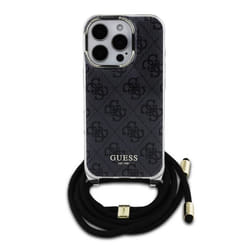Coque Arrière pour iPhone 16 Pro avec Bandoulière Imprimée IML 4G Guess Noir