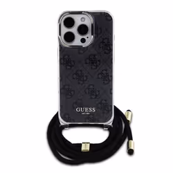 Coque Arrière pour iPhone 16 Pro Max avec Bandoulière Imprimée IML 4G Guess Noir