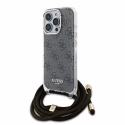 Coque pour iPhone 16 Pro - Guess Crossbody Cord 4G Print (GUHCP16LHC4SEW) - Brown