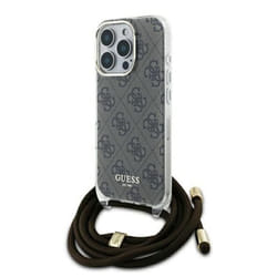 Coque pour iPhone 16 Pro - Guess Crossbody Cord 4G Print (GUHCP16LHC4SEW) - Brown