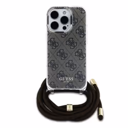 Coque Arrière pour iPhone 16 Pro Max avec Bandoulière Imprimée IML 4G Guess Marron