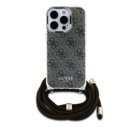 Coque Arrière pour iPhone 16 Pro Max avec Bandoulière Imprimée IML 4G Guess Marron