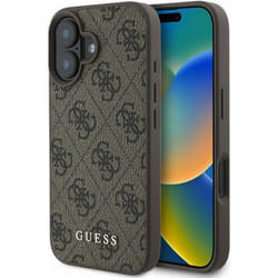 Coque pour iPhone 16 Plus - Guess Hardcase 4G Classic (GUHCP16MG4GFBR) - Marron
