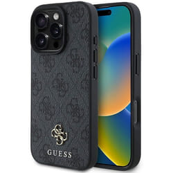 Coque pour iPhone 16 Pro - Guess Hardcase 4G Classic MagSafe (GUHMP16LP4SM4MK) - Noir