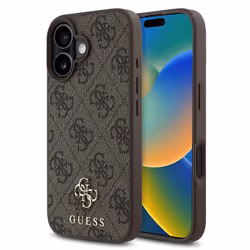 Coque pour iPhone 16 - Guess Hardcase 4G Classic MagSafe (GUHMP16SP4SM4MW) - Marron