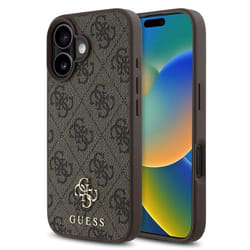 Coque pour iPhone 16 - Guess Hardcase 4G Classic MagSafe (GUHMP16SP4SM4MW) - Marron